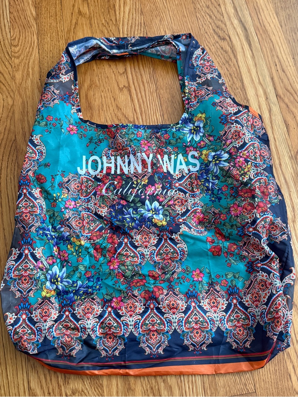 Johnny Was boho floral nylon tote bag